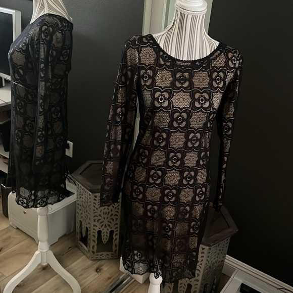 Max Studio Dresses & Skirts - Max Studio, black lace dress, XS (long sleeve lace overlay)